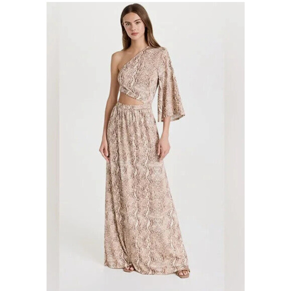 New with Tag  L'AGENCE‎ Fontana Cut-Out Maxi Dress Animal Print Exotic Size XS - Picture 1 of 4